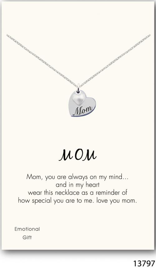 Love mom silver pendant